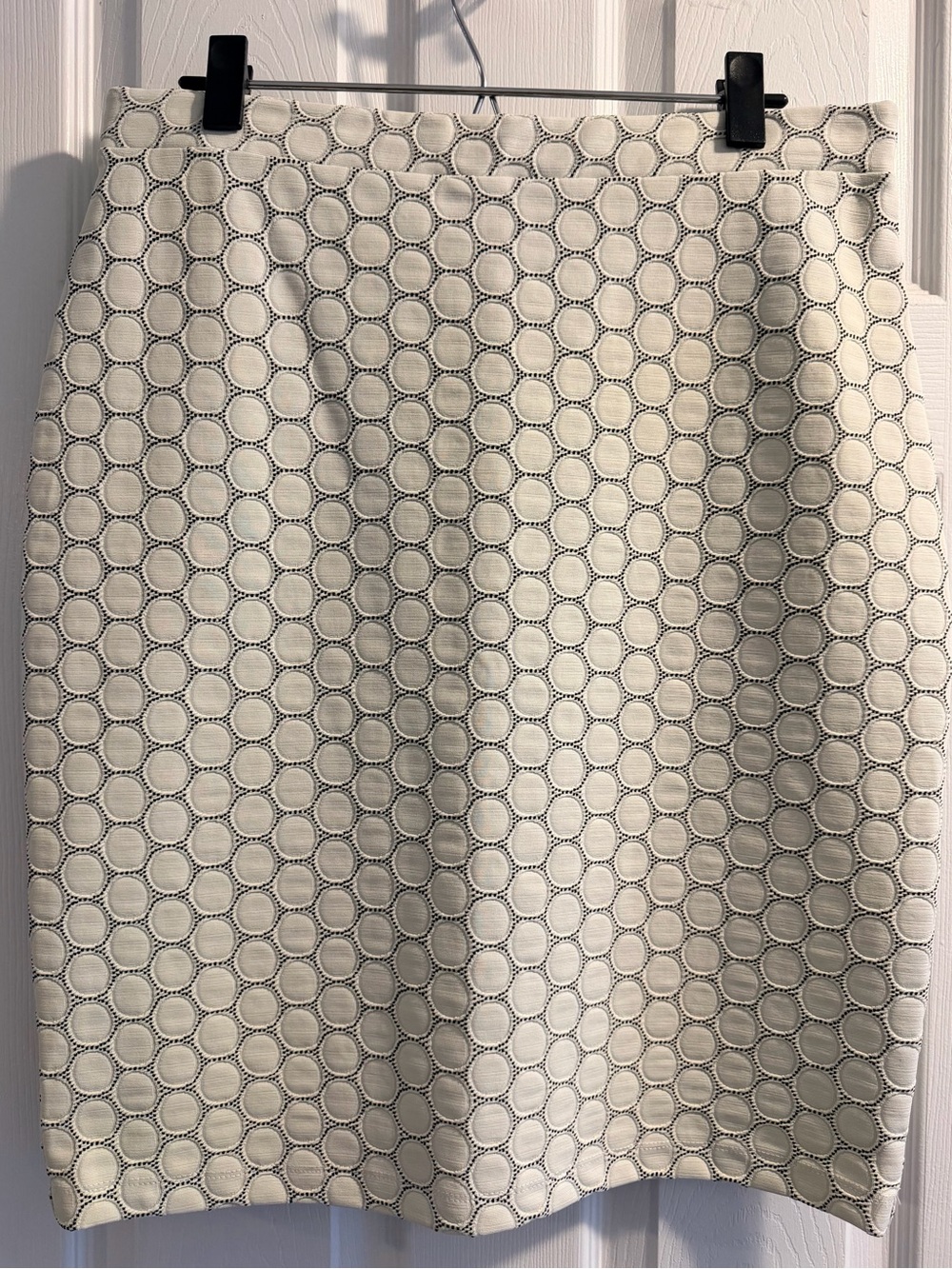 Leota Cream Pencil Skirt with Hexagon Stitching